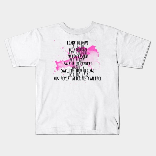 I Am Free Kids T-Shirt by Lukish